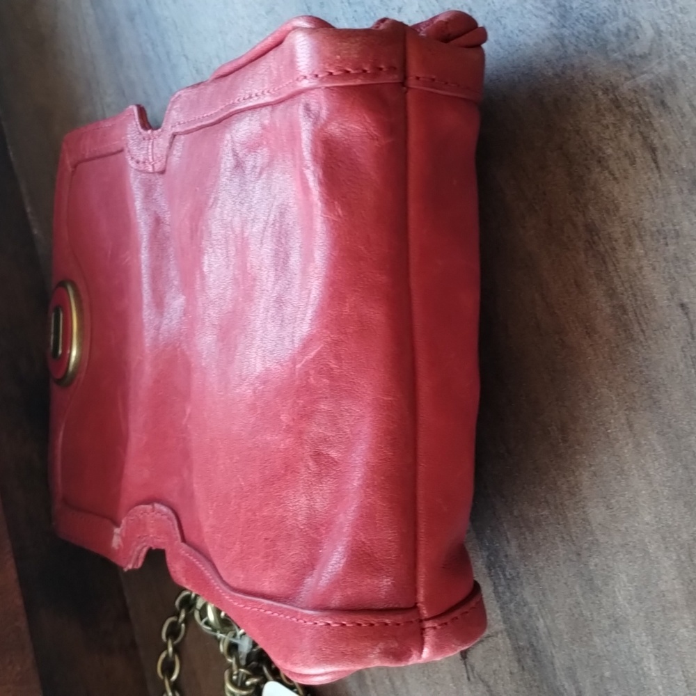 Fossil Crossbody Red Leather Bag Key FOB Keychain Purse NWT - Picture 6 of 11